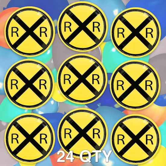 Railroad Paper Party Plates (24 pack) 7 inch Round Dessert Plates Great for Serving Cake at Train Themed Events, Kid's Birthday Party, Train Collectors {2}