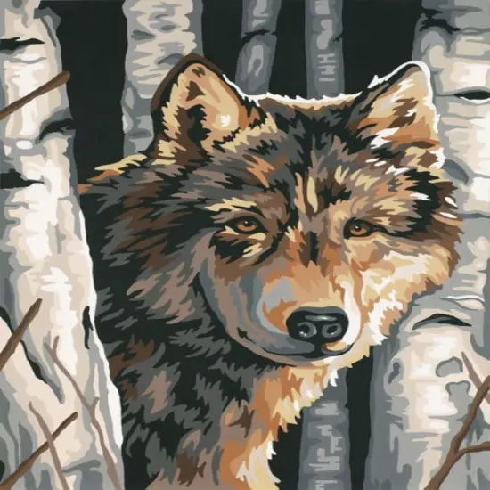 Paint by Number, Wolf Among Birches {2}