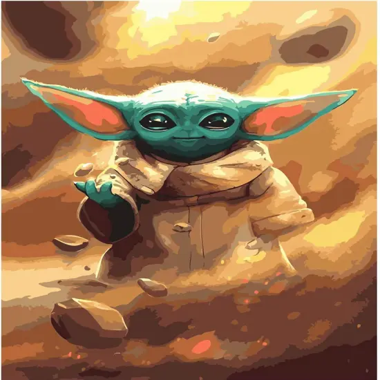 Paint by Numbers for Adults Beginner Kids Baby Yoda Star Wars, DIY Adult Paint by Number Kits on Canvas No Framed,Acrylic Painting with 3 Brushes Easy Crafts Hobby for Women Oil Painting Kit {1}