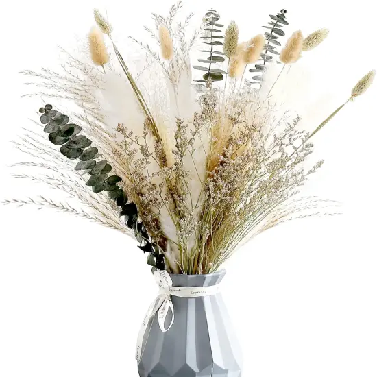 Natural Dried Flower Bouquet,17" Dried Flowers for Vase,Dried Floral Arrangements for Home D&eacute;cor Indoor with Pampas {1}