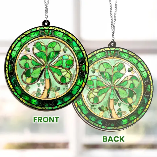 St Patricks Day Decorations - Irish Gifts for Women Men Friends Family, Shamrock Decorations, St Patricks Day Accessories - Double Layered Hanging Suncatcher {2}