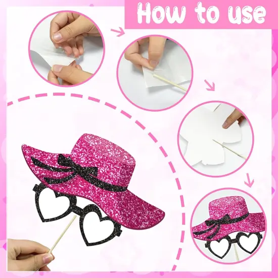 30 Pieces Hot Pink Girls Birthday Photo Booth Props Kit {4}