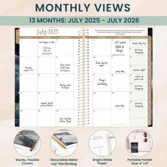 bloom daily planners 2025-26 Academic Planner, Soft Cover, 4" x 6", Midnight Sky {3}