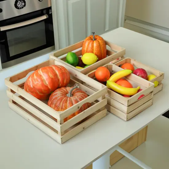 Large Wooden Crates Unfinished Set of 4 Storage Crates {4}