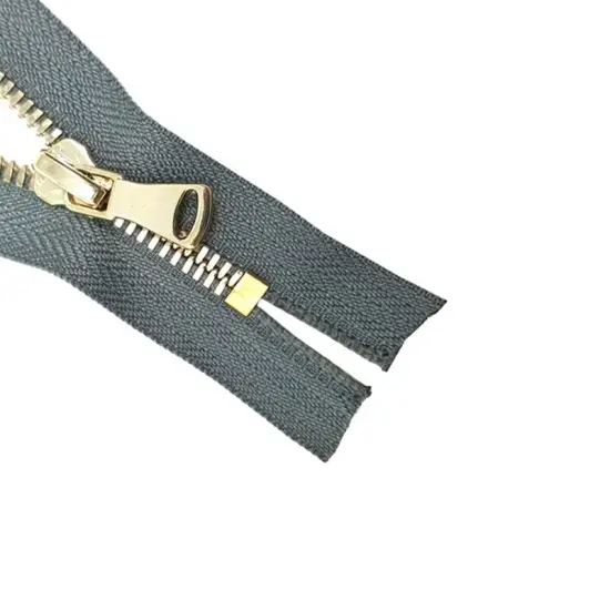5MM Closed Bottom Zipper Gray Tape Brass Teeth 7 Inches {4}