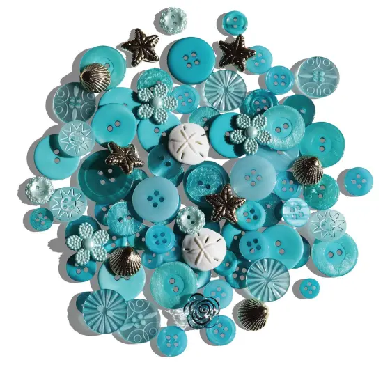 Ocean Blue Wreath Button Bundle &ndash; Nautical & Beach-Themed Buttons with Pearlized Accents &ndash; DIY Mini Wreath Craft Kit {3}