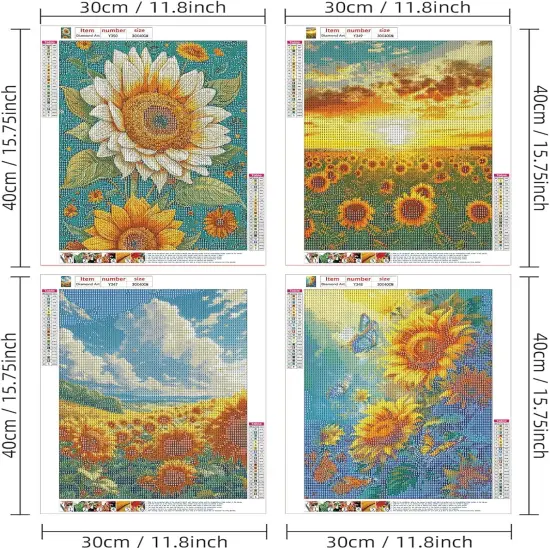 4 Pack Sunflower Diamond Art Kits for Adults 5D Animal Diamond Art Kit for Beginners DIY Paint with Round Full Drill Gem Art Painting for Home Wall Decor (11.8x15.7inch) {2}