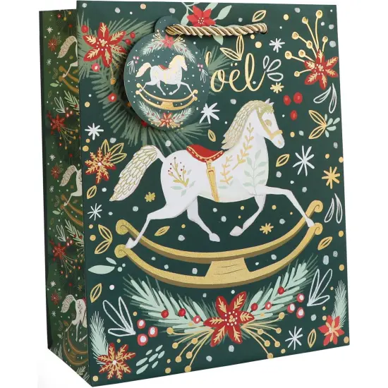 Pack/6: Rocking Horse Noel Gift Bag - 8 x 4 x 10" {1}