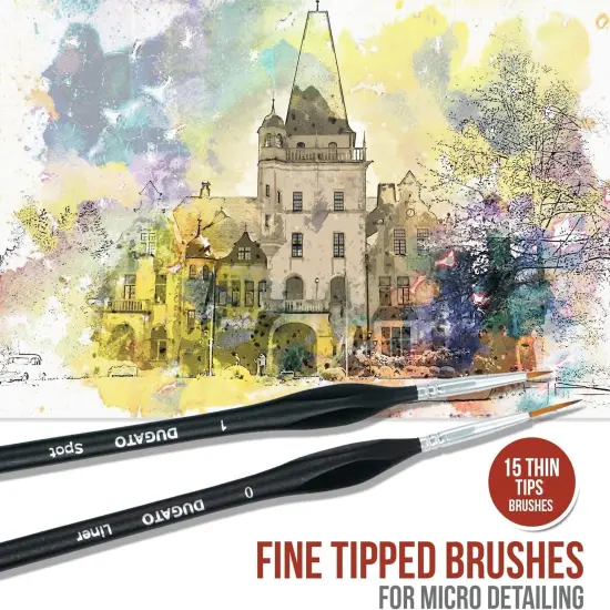 Detail Paint Brush Set, 15pcs Fine Miniature Paint Brushes Kit with Ergonomic Triangular Handle, Holder and Travel Bag, Perfect for Acrylic, Oil, Watercolor, Art, Scale, Model, Face, Paint by Numbers {3}