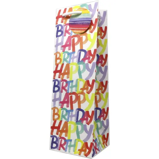 Pack/6: Rainbow Birthday Wine Bag - 4-1/2 x 4-1/2 x 14" {1}