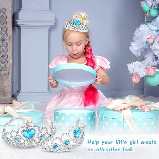 60 Pack Kids Tiara Crown Set Dress up Costume Party Accessories Princess Crown with Heart Stones Plastic Headband {3}