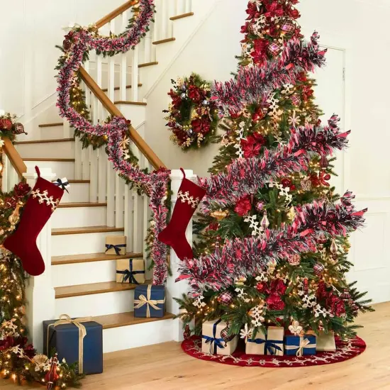 32.8 Ft Red Tinsel Garland for Party Decorations {4}
