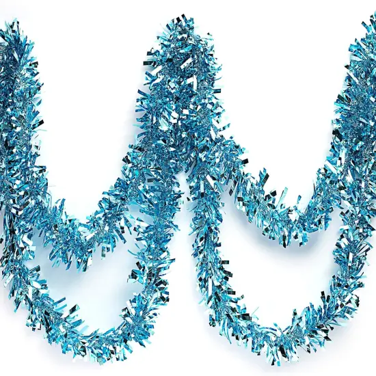 Light Blue Metallic Tinsel Twist Garland for Party Decorations {1}