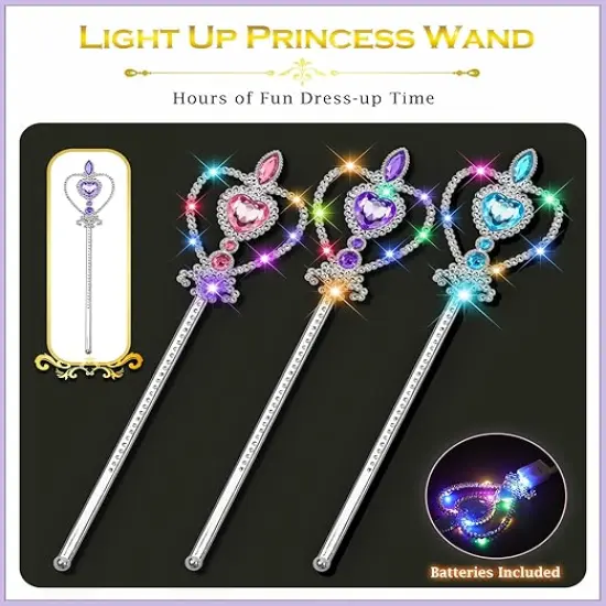 Princess Crown Tiara for Little Girls Princess Dress Up Accessories, Light Up Princess Tiara Wand Toys {4}