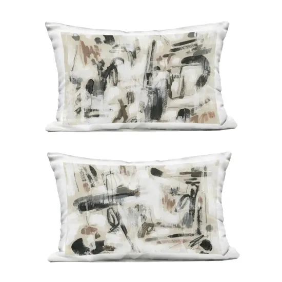 Stupell Industries Neutral Earth Tones Abstraction 2pc Outdoor Printed Pillow Set design by June Erica Vess, 14 x 7 x 20 {1}