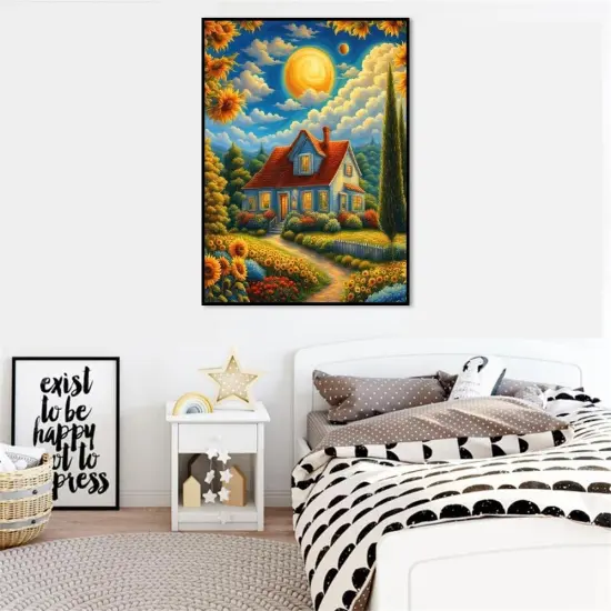 Landscape Paint by Numbers Kit for Adults, Spring Scenery Paint by Number on Canvas Without Frame, DIY Sunflower Oil Painting for Home Wall Decor(16x20inch) {5}