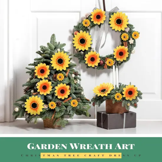 50 Pieces Clip-on Artificial Sunflower Heads &ndash; Faux Silk Yellow Flowers with Clips for Summer Bouquets, DIY Crafts, and Outdoor Decor (3.7/3/1.6 in) {4}