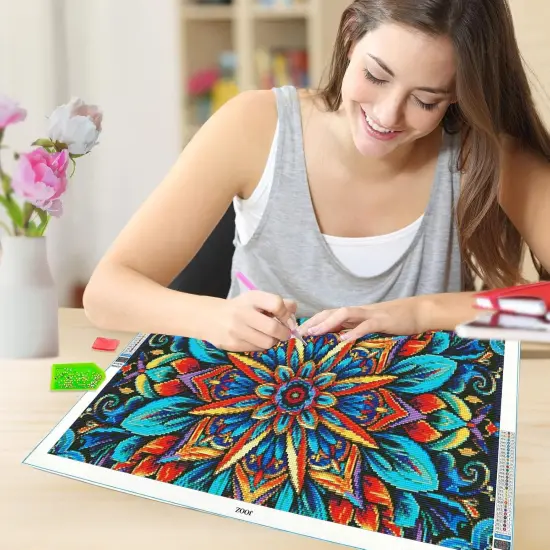 Large Diamond Art Kits for Adults - 5D Mandala Diamond Painting Kits for Adults, DIY Full Drill Large Mandala Diamond Art Painting, Gem Painting Kit for Home Wall Decor 27.5 X 15.7 Inch {4}