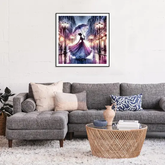 Diamond Painting Kits for Adults, Woman in Rain Diamond Art Kits for Beginners, 5D DIY Round Full Drill Diamond Dot Gem Art Craft for Home Decor Gift 12x12inch/30x30cm {2}