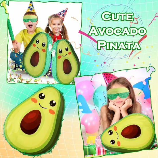 Novelty Fruit Avocado Pinata with Blindfold Bat Confetti for Baby Shower Fiesta Taco Tuesday Party Mexican Themed Party Decorations {4}