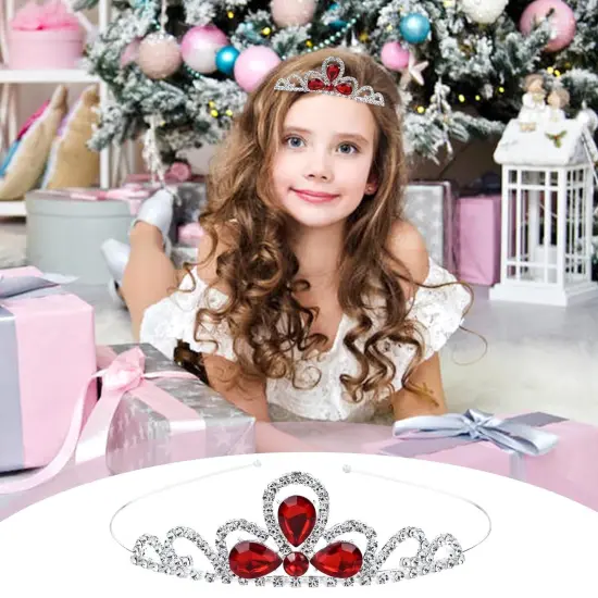 8 Pieces Princess Colorful Dazzling Crystal Rhinestone Silver Metal Tiara Crown Headbands Wedding Birthday Party Prom Headpieces Hair Styling Accessories {2}