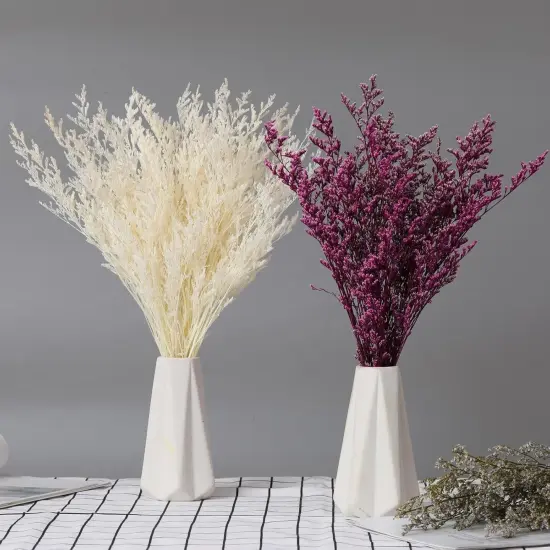Dried Flowers Bouquet, Dry Caspia Flower Bundle, Floral Lavender, Babys Breath Flowers Arrangements for Wedding Decor, Door Wreath, Home Party Table Vase Decoration (White, 17'') {4}
