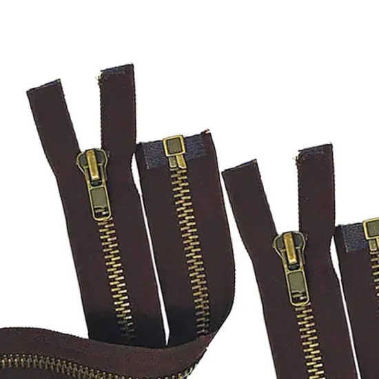 Zipper &ndash; Brown 10MM Antique Brass Open Bottom Jacket Zipper 22" {5}