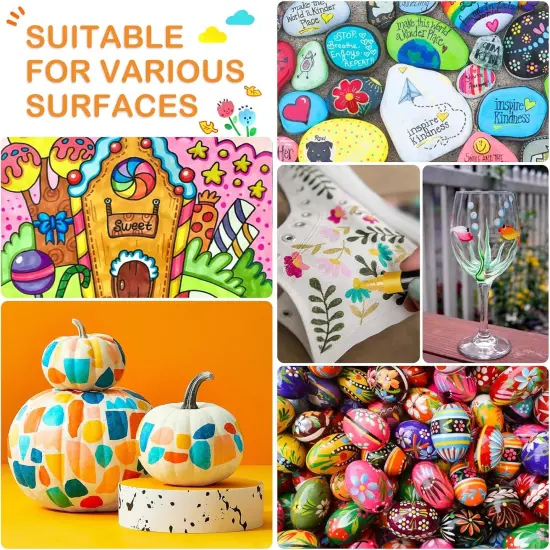 24 Colors Acrylic Paint Pens, Dual Tip Acrylic Paint Markers with Brush Tip and Fine Tip, Acrylic Pens for Rock Painting, Wood, Canvas, Stone, Glass, Ceramic,DIY Crafts Making Art Supplies {4}