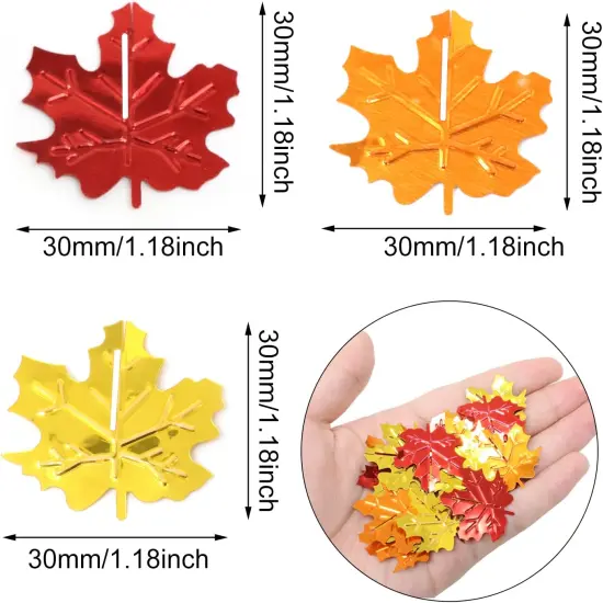 60g Fall Maple Leaf Confetti, Autumn Table Scatter Confetti, Sequins Sprinkle Confetti, Party Decoration Confetti, for Wedding, Birthday, Baby Shower, Halloween, Thanksgiving, Photoshoot, etc {2}
