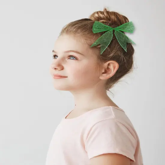 Green Glitter Mesh Ribbon for Gift Wrapping Bow Making Green Web Mesh Wired Mesh Ribbon {3}