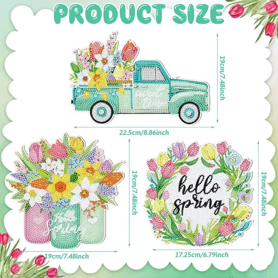 3 Pcs Spring Flowers Diamond Painting Kit {4}