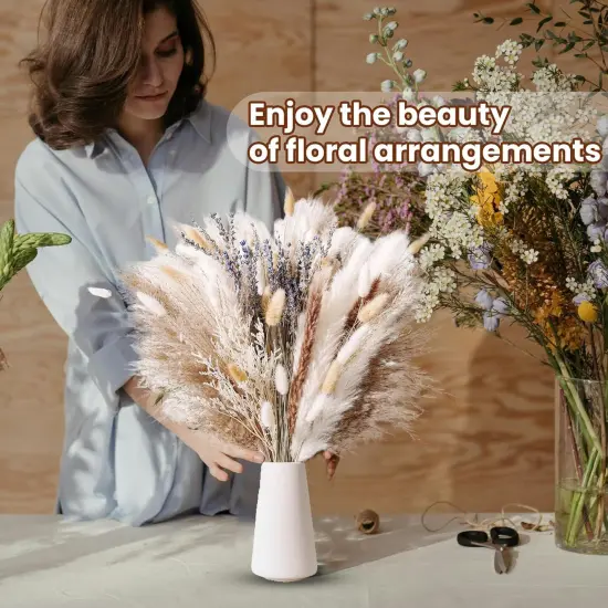 Dried Pampas Grass Bouquet &ndash; Floral Decor for Home, Wedding, Mantel & Table Centerpiece &ndash; Beige & White Pampas, Bunny Tail Dried Flowers, Lavender &ndash; Boho Chic, Rustic Farmhouse & Aesthetic Room Decor {4}