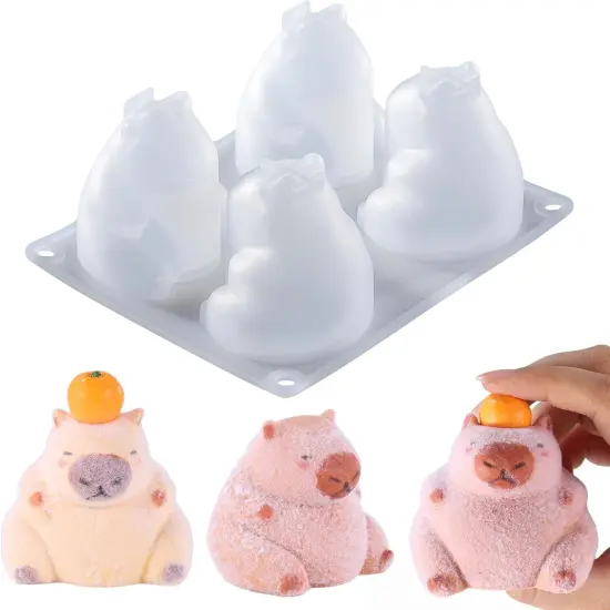 LET'S RESIN 4 Pcs Capybara Silicone Molds for Taba Squishy, Resin Casting, Effortless Demolding Molds for Stress Relief DIY Decompression Gift Home Decor {1}