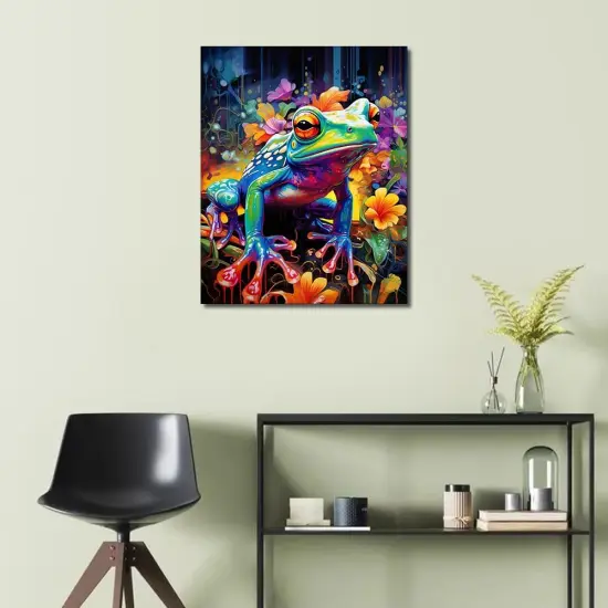 Frog DIY Paint by Number Abstract Colourful Frog Paint by Numbers for Adults Frog in the Water Paint by Numbers Kits on Canvas for Home Wall Decor Acrylic Paint by Number Kits for Kid 16x20inch {2}