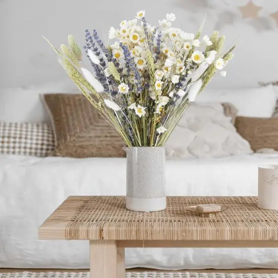 Dried Flowers Bouquet Dried Daisy Flowers Natural Lavender Dried Flowers Bunny Tails Gerber Daisies Flowers Wheat Stalks Floral Arrangements for Wedding Table Centerpiece Decor Farmhouse DIY {4}