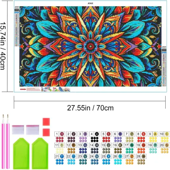 Large Diamond Art Kits for Adults - 5D Mandala Diamond Painting Kits for Adults, DIY Full Drill Large Mandala Diamond Art Painting, Gem Painting Kit for Home Wall Decor 27.5 X 15.7 Inch {2}