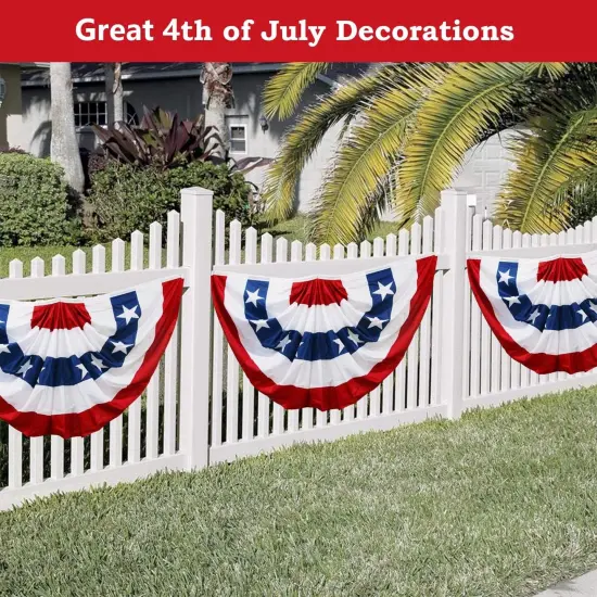 3 x 6 Ft American Flags Bunting, 4 Pack Bunting Flags Outdoor, Fourth Of July Decorations Pleated Fan Flag, Patriotic Bunting For Outside {4}