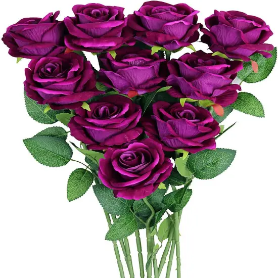 10pcs Purple Artificial Rose Flower Bouquet {1}