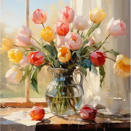 Flower Paint by Numbers Kit for Adults Canvas-Flower Paint by Numbers Kits for Adults,Flowers Painting by Numbers Adult for Gift Home Wall Decor(16x20inch) {1}