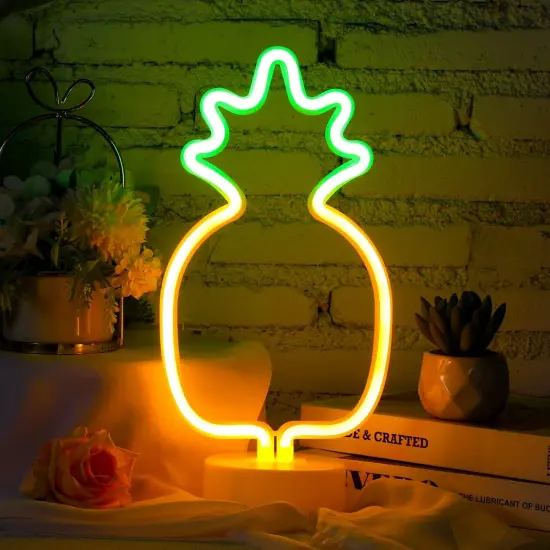 Tropical 3-Piece Neon Lights Set &ndash; Flamingo, Pineapple, and Palm Tree Neon Signs for Summer Parties, Hawaiian Decor, and Bedroom Vibes | Battery/USB Powered with Demountable Pedestal {4}