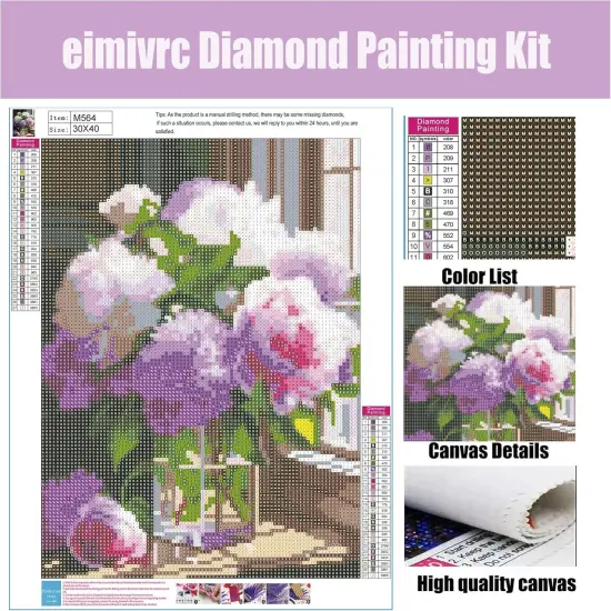 Diamond Painting Kits for Adults Flower-Flower Diamond Art Kits for Adults,Full Drill Diamond Painting Kits for Home Wall Decor(12'x16 inch) {2}
