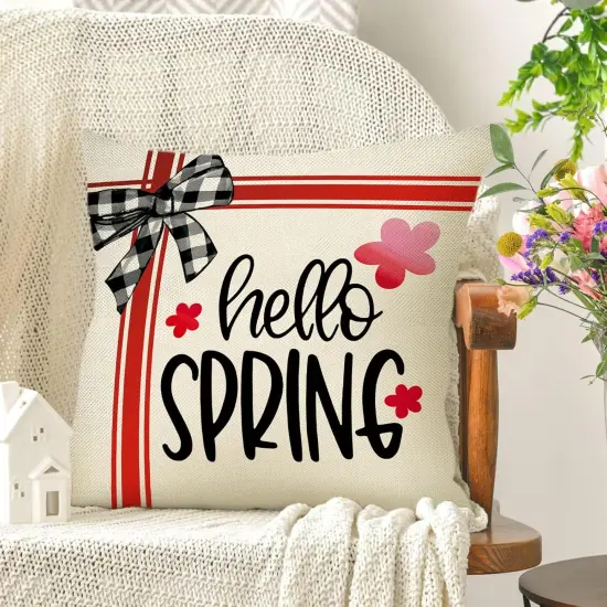 Just Bloom Geranium Daisy Flower Floral Cushion Case Decor, Buffalo Plaid Check Truck Farmhouse Home Decoration for Sofa Couch {5}