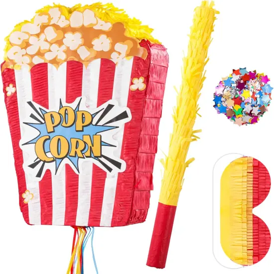 Popcorn Pi&ntilde;ata Large Circus Pi&ntilde;ata for Birthday Carnival Circus Themed Parties Great Party Addition for Boys Grils Holiday Celebration (16.9&times;11.8&times;3.54in) {1}