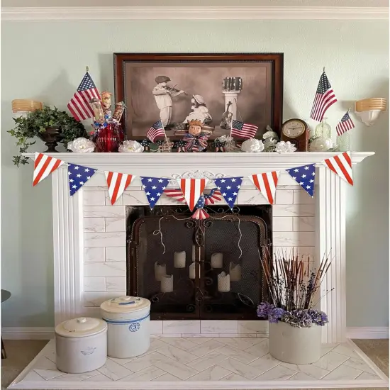 Red White Blue Wood Bead Garland for 4th of July Decorations {4}