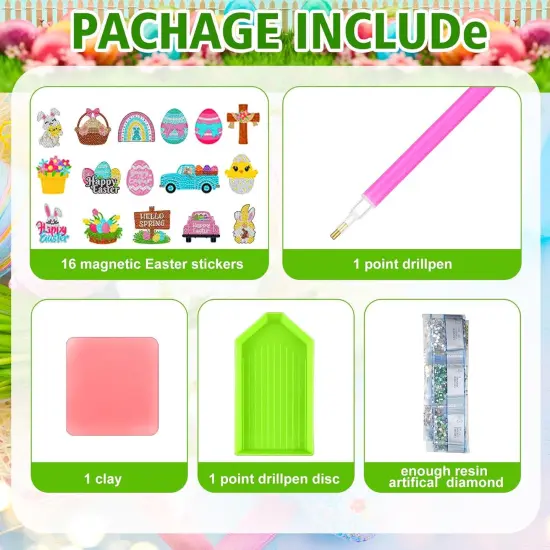 16 Pcs Easter Diamond Art Magnet Kits for Refrigerator {5}