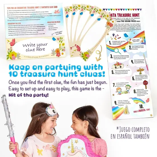 Unicorn Pinata Treasure Hunt Party Game, Birthday Party Complete Set, 16 X 13 Inches, Cute Horse Girl Pinata, Includes Unicorn Pi&ntilde;ata, Horn Mini Pi&ntilde;ata, Pink Bat and more! {4}