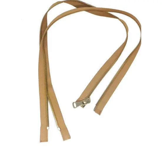 8MM One Way Separating Open Bottom Zipper Beige Brass 28 Inch {3}