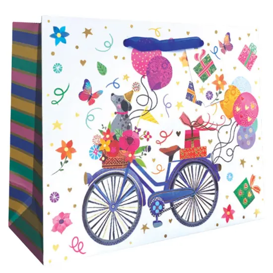 Pack/6: Birthday Bicycles Gift Bag - 10 x 4 x 8" {1}