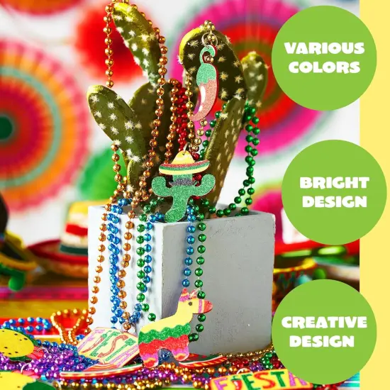 12 PCS Cinco de Mayo Fiesta Necklaces Bead- Mexican Birthday Party Favors Supplies Decorations, Luau Photo Props, Carnivals Event, Taco Tuesday {3}