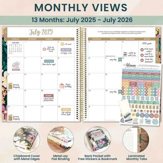 bloom daily planners 2025-26 Academic Planner Vision Planner, 7.5" x 9", Blooming Wildly {3}